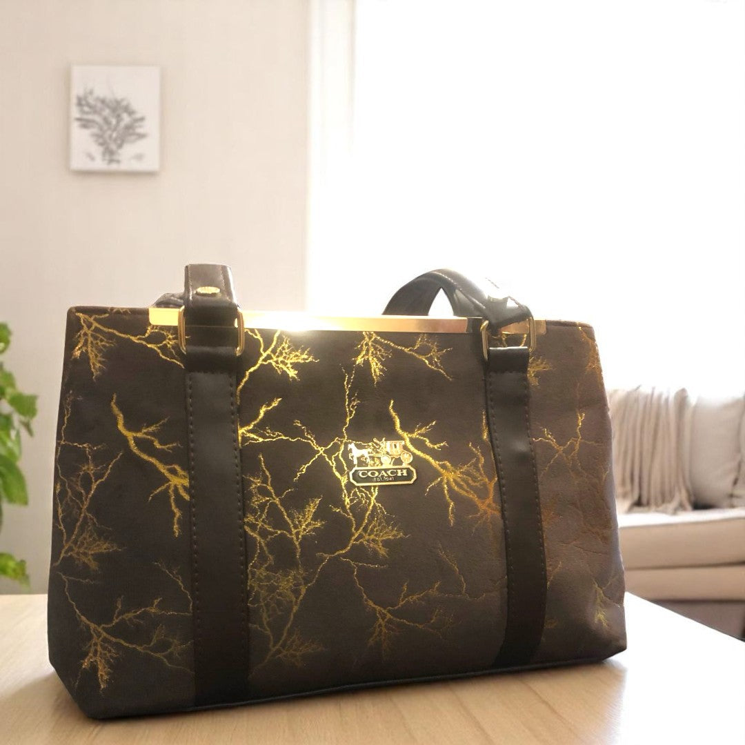 VIB - 007 ( Brown & Gold - Stylish Shoulder Bag )