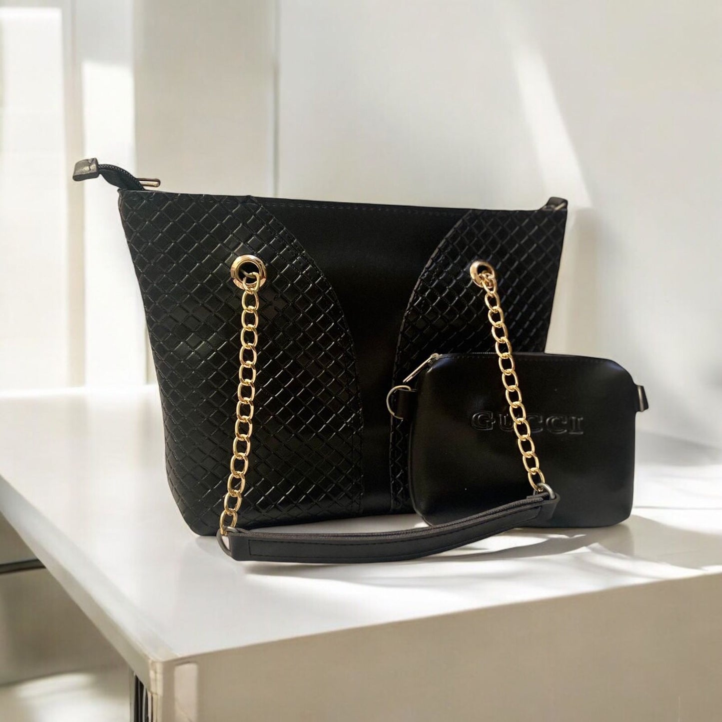 Black Elegance (2 pcs Ladies Stylish Handbag)